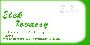 elek kovacsy business card